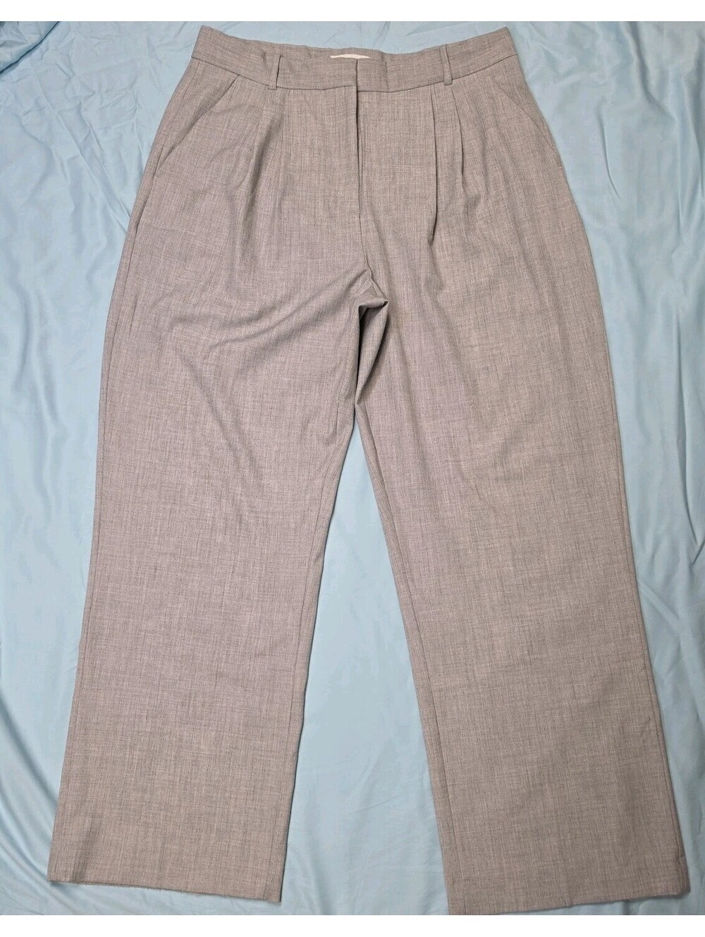 Abercrombie & Fitch Heather Light Gray Wide-Leg Trousers